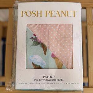 NIB POSH PEANUT | Sophia and Blush Polka Dot Patoo Two Layer Reversible Blanket